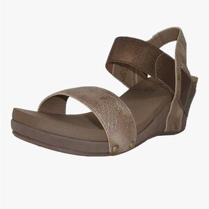 Corky’s Wedge Sandals super comfy footbed Women's Brown/Bronze Sz 11